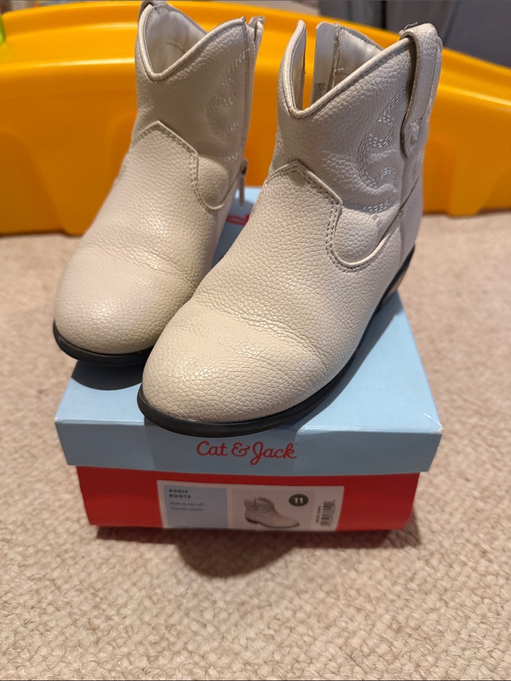 Cat & Jack Kids' Cream Western Pull-On Boots